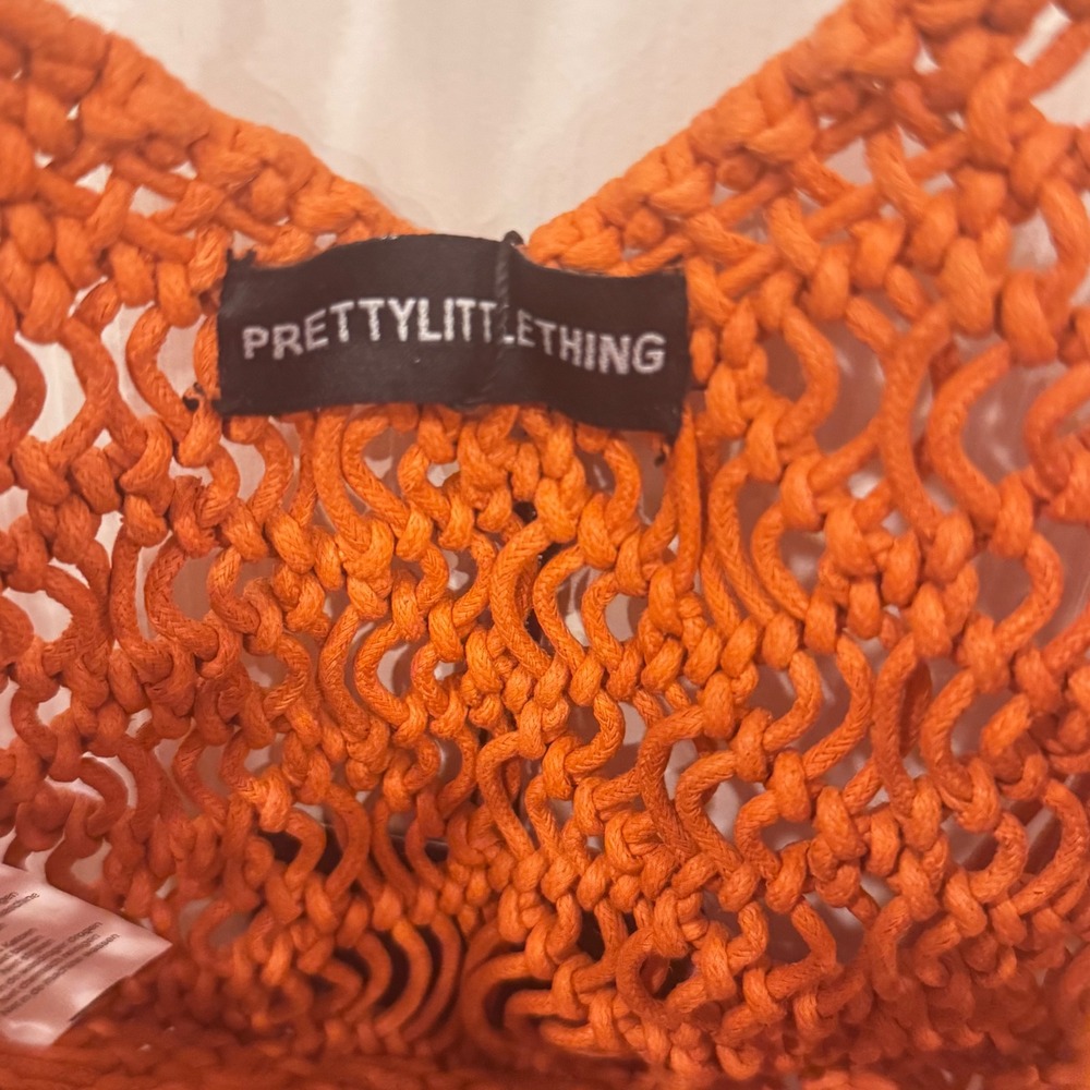 PrettyLittleThing Orange Macrame Fringe‎ Tote Bag NWT - Picture 5 of 8